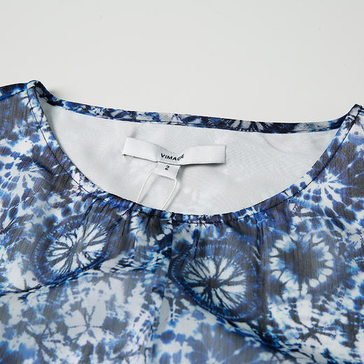 VIMAGE纬漫纪女装初春夏长袖浪漫印花修身雪纺衫小上衣V1313917 商品图6