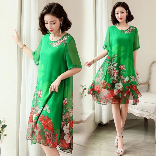 WZNH-YYG82480潮流数码印花宽松腰2020年夏季短袖长裙 商品图2