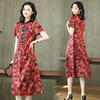 ASE6652新款复古印花真丝桑蚕丝连衣裙 商品缩略图1