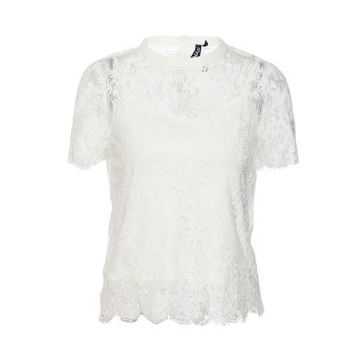 vimage纬漫纪设计师品牌新款夏季时尚通勤OL短袖圆领蕾丝衫上衣女V1113724 商品图4