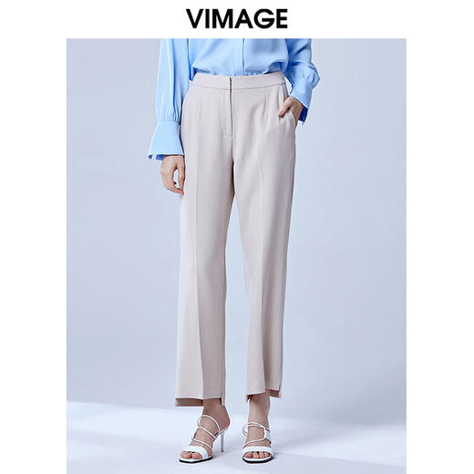 VIMAGE纬漫纪夏款时尚简约通勤职业舒适垂感直筒长裤女裤V1305942 商品图2