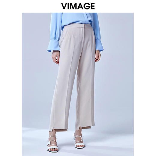 VIMAGE纬漫纪夏款时尚简约通勤职业舒适垂感直筒长裤女裤V1305942 商品图4