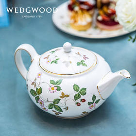 WEDGWOOD玮致活野草莓600ml小茶壶骨瓷带盖咖啡壶茶水壶单壶礼盒