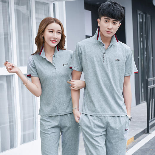 SPYG-6015DFGEW加肥加大码休闲运动装情侣男运动服套装棉 商品图1