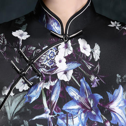 JQ-98010双层印花真丝桑蚕丝旗袍 商品图2