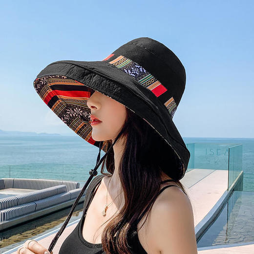 ZY2058-夏季新款渔夫帽大沿遮阳帽户外骑车双面戴沙滩帽子 商品图4