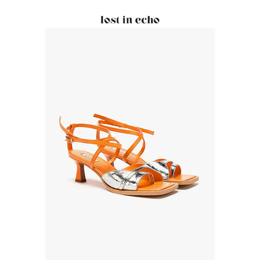 【微瑕疵不退不换】lost in eho 设计师女鞋2020新款时尚不规则条带矮跟凉鞋 2色可选 商品图2