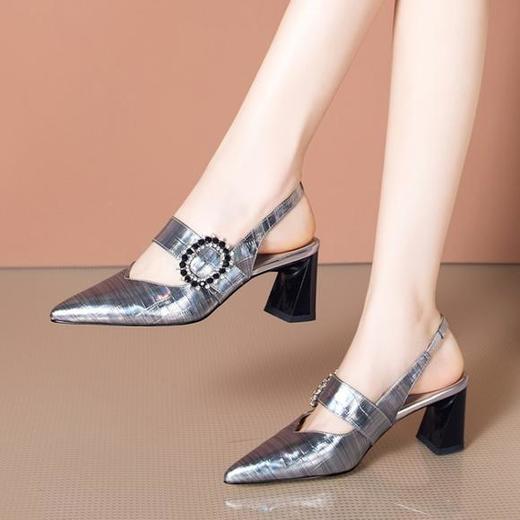 OLD-J632-2新款时尚真皮水钻高跟凉鞋 商品图1