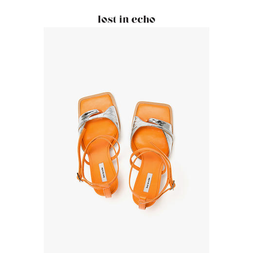 【微瑕疵不退不换】lost in eho 设计师女鞋2020新款时尚不规则条带矮跟凉鞋 2色可选 商品图4
