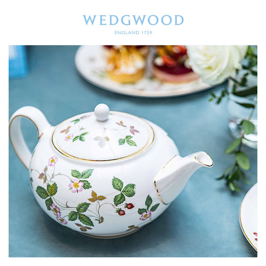 WEDGWOOD玮致活野草莓600ml小茶壶骨瓷带盖咖啡壶茶水壶单壶礼盒 商品图3