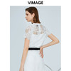vimage纬漫纪设计师品牌新款夏季时尚通勤OL短袖圆领蕾丝衫上衣女V1113724 商品缩略图3