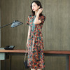 ASE6652新款复古印花真丝桑蚕丝连衣裙 商品缩略图2