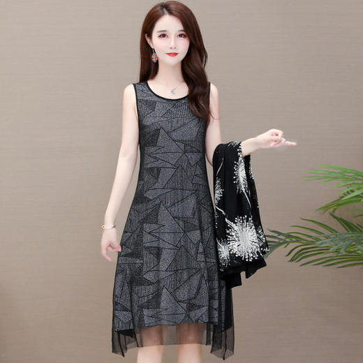 YWE-YWA13阔太太气质减龄两件套连衣裙 商品图1