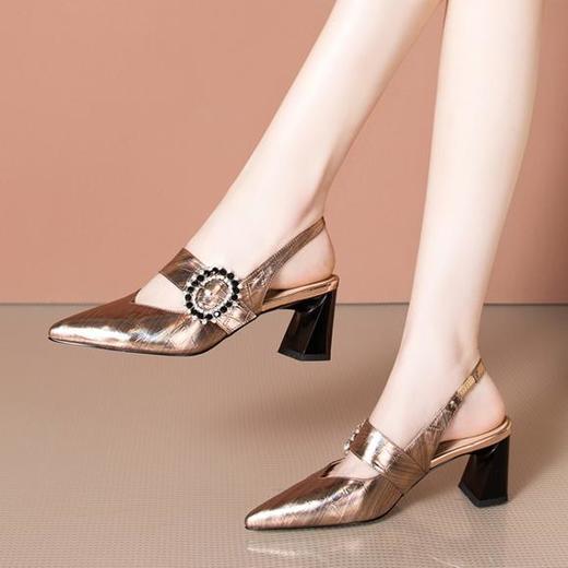 OLD-J632-2新款时尚真皮水钻高跟凉鞋 商品图0