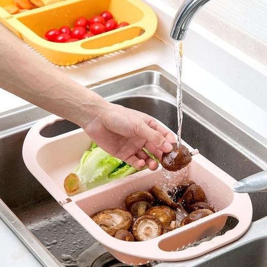 无需碰水沥水洗菜可折叠沥水篮厨房洗菜盆家用塑料水果篮水池淘菜盆