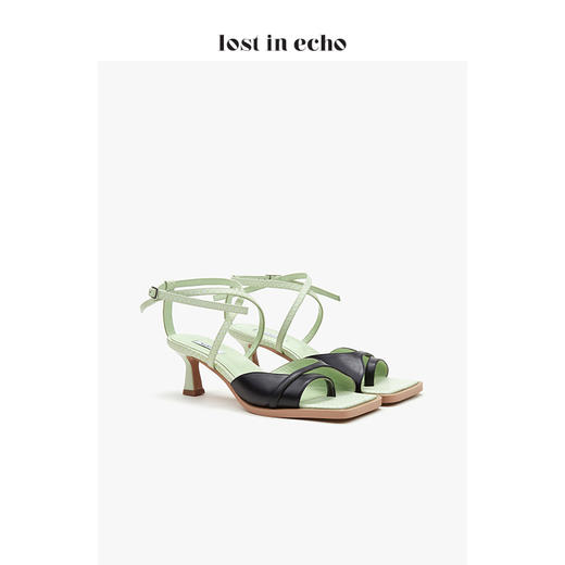 【微瑕疵不退不换】lost in eho 设计师女鞋2020新款时尚不规则条带矮跟凉鞋 2色可选 商品图1