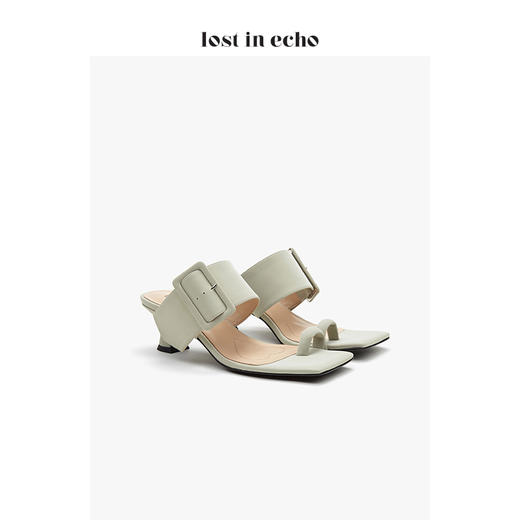 【微瑕疵不退不换】lost in echo 设计师女鞋2020新款时尚 单指包扣中跟凉鞋 2色可选 商品图2