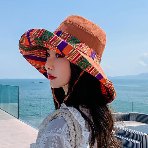 ZY2058-夏季新款渔夫帽大沿遮阳帽户外骑车双面戴沙滩帽子 商品图2