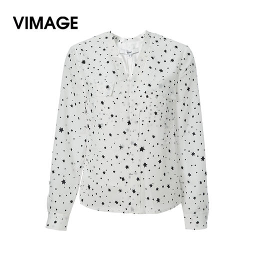 VIMAGE纬漫纪春夏季女装印花雪纺小上衣长袖T恤衫小衬衣V1309930 商品图0