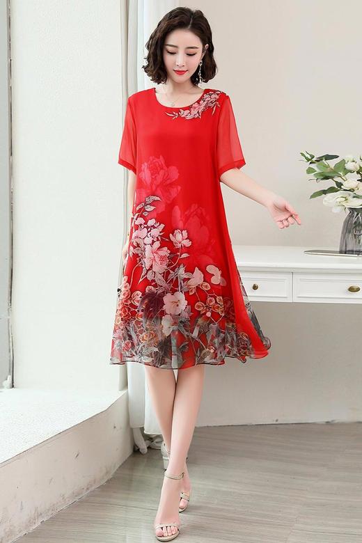 WZNH-YYG82480潮流数码印花宽松腰2020年夏季短袖长裙 商品图5