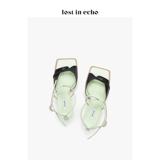【微瑕疵不退不换】lost in eho 设计师女鞋2020新款时尚不规则条带矮跟凉鞋 2色可选 商品图3
