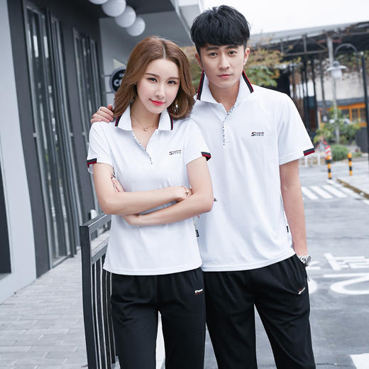 SPYG-6015DFGEW加肥加大码休闲运动装情侣男运动服套装棉 商品图0