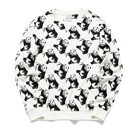 安踏20q2夏季爆款女士卫衣关晓彤同款oc联名熊猫满印宽松廓形卫衣男女