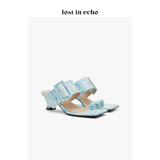 【微瑕疵不退不换】lost in echo 设计师女鞋2020新款时尚 单指包扣中跟凉鞋 2色可选 商品图1