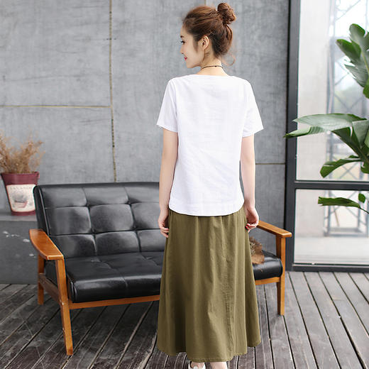 WZNH-SWCS207时尚棉麻中国风短袖优雅气质两件套 商品图2