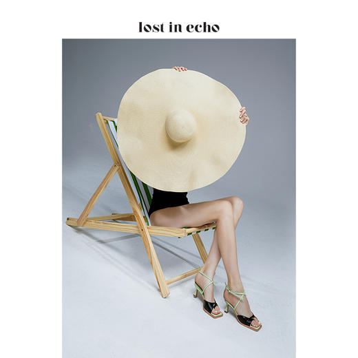 【微瑕疵不退不换】lost in eho 设计师女鞋2020新款时尚不规则条带矮跟凉鞋 2色可选 商品图0