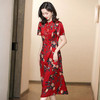 ASE6652新款复古印花真丝桑蚕丝连衣裙 商品缩略图3
