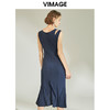 VIMAGE纬漫纪女装春季新款性感褶皱开叉气质优雅修身背心连衣裙V1107758 商品缩略图3