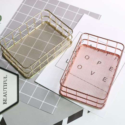 家居百货铁艺收纳筐北欧化妆品收纳盒桌面零食筐面膜收纳篮杂物框ins