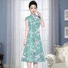JS-XL8515复古气质开叉天丝改良旗袍裙 商品缩略图2