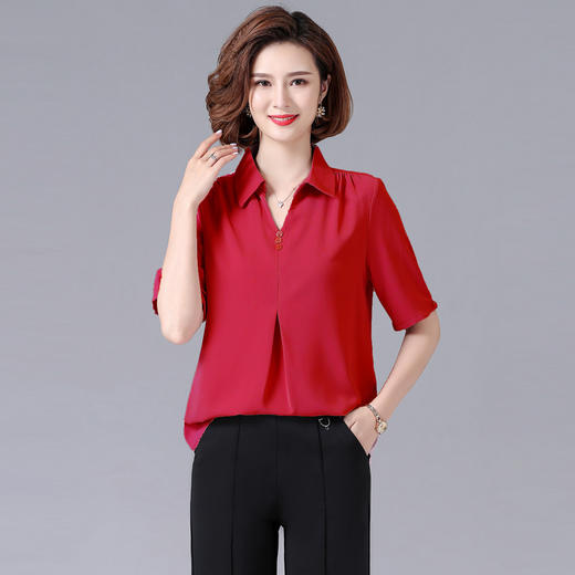 MQ-3164-1071-2夏装新款中袖40岁50洋气衬衫YY 商品图0