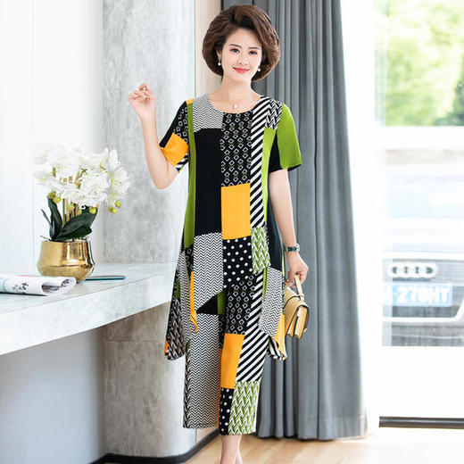 YCE-A966-8896优雅时尚显瘦妈妈阔腿裤两件套套装 商品图3