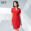IWY/红色西装连衣裙女夏季短袖V领职业包臀开叉气质显瘦裙子202004Q1 商品缩略图2
