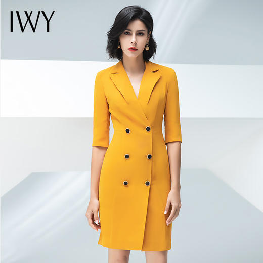 IWY/黄色连衣裙职业女裙端庄求职气质工衣裙子礼仪服工装202002Q1 商品图1