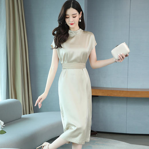 WZNH-JQYR1995夏季中长款短袖A型通勤中腰淑女连衣裙 商品图1