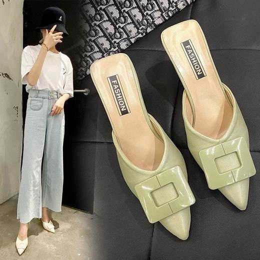 LN967新款韩版气质百搭尖头细跟凉拖鞋 商品图0