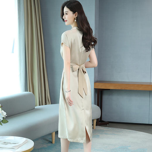 WZNH-JQYR1995夏季中长款短袖A型通勤中腰淑女连衣裙 商品图4