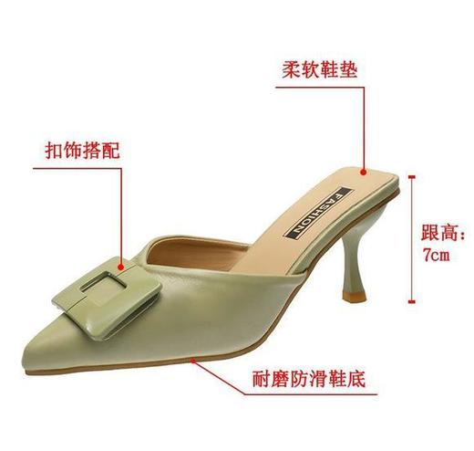 LN967新款韩版气质百搭尖头细跟凉拖鞋 商品图4