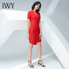 IWY/红色西装连衣裙女夏季短袖V领职业包臀开叉气质显瘦裙子202004Q1 商品缩略图8