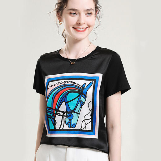 丁摩 真丝纯棉T恤半袖打底上衣XJ01-DC149-CN241-WX052 商品图1