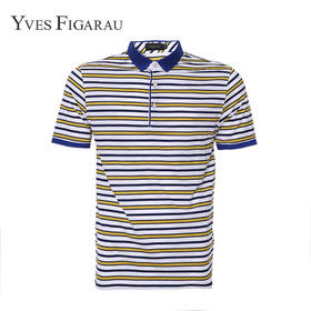 YvesFigarau伊夫·费嘉罗夏季男士简约舒适修身透气商务休闲圆机短袖T恤615814