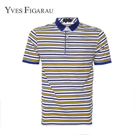 YvesFigarau伊夫·费嘉罗夏季男士简约舒适修身透气商务休闲圆机短袖T恤615814 商品图0