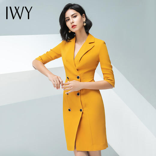 IWY/黄色连衣裙职业女裙端庄求职气质工衣裙子礼仪服工装202002Q1 商品图2