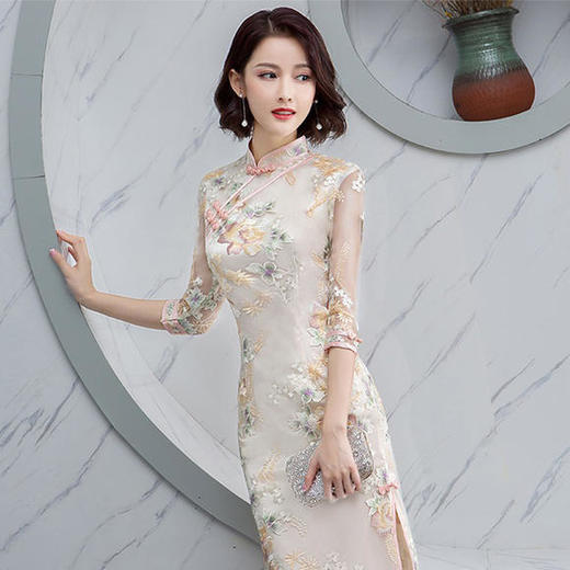 SK-22653名媛长款修身显瘦改良旗袍 商品图2