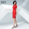 IWY/红色西装连衣裙女夏季短袖V领职业包臀开叉气质显瘦裙子202004Q1 商品缩略图5
