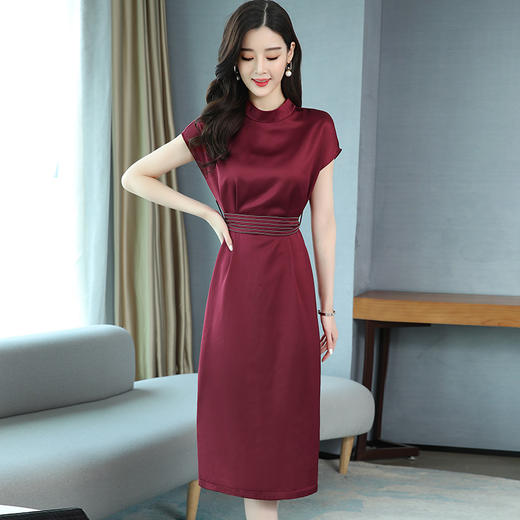 WZNH-JQYR1995夏季中长款短袖A型通勤中腰淑女连衣裙 商品图2